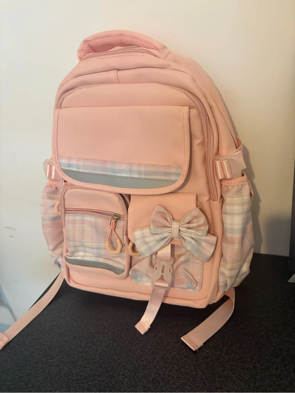 Pink Kids Backpack with Bow Accent